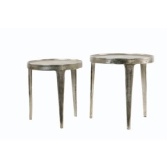 SIDE TABLE TOB SET OF 2 METAL ANTIQUE SILVER - CAFE, SIDE TABLES